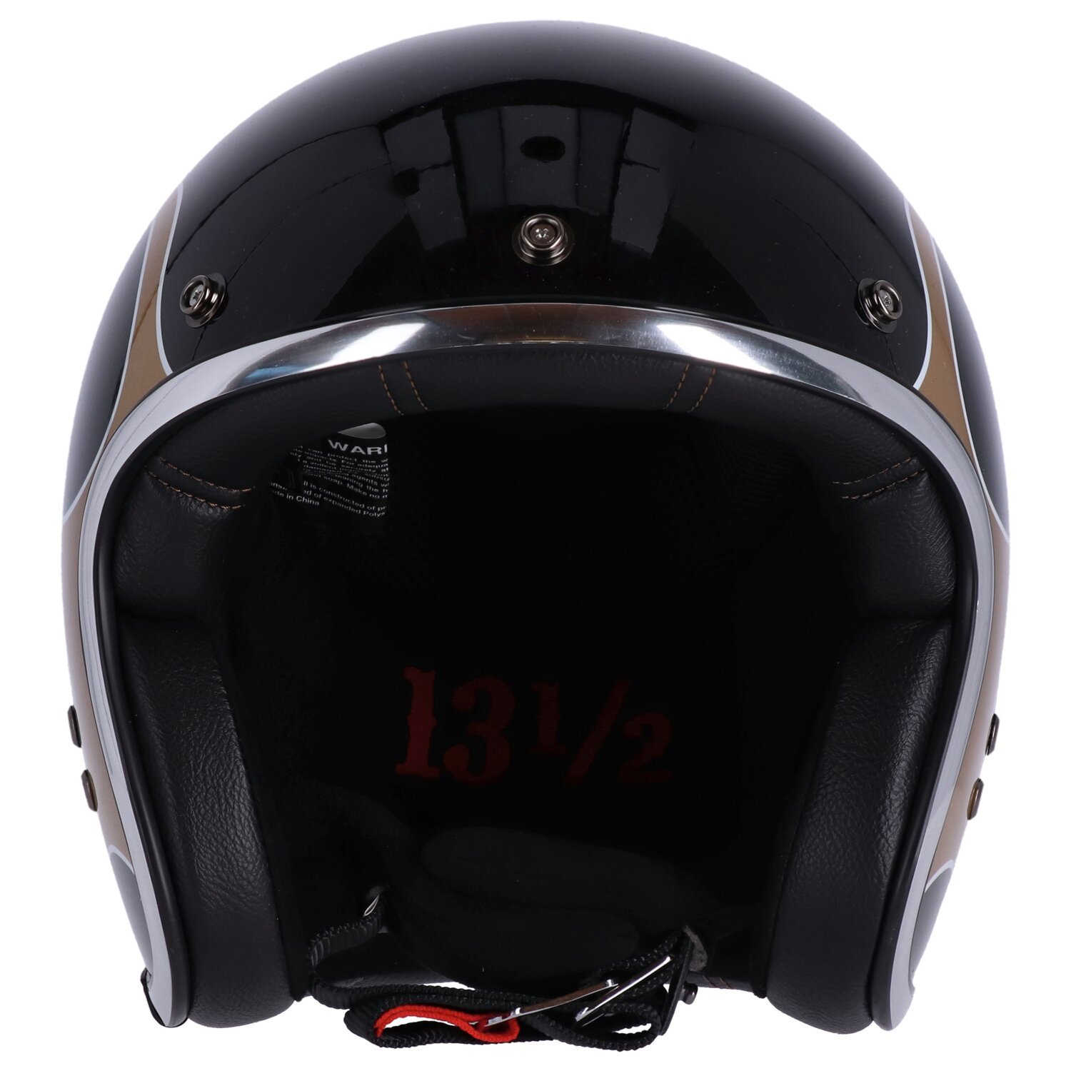 13 1/2 Skull bucket helmet, flames Black, gold, XS, Gloss