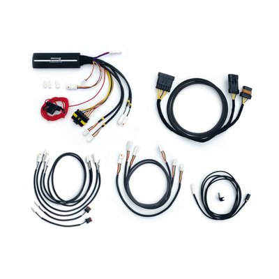 This is Kellermann's Technics motorcycle specific wiring set to ease installation of the Dayron DLRs (Daytime Running Lights). One wiring set is used per motorcycle to wire 2 Dayron DRLs. 
Used to install 914925 (warm white) or 988566 (cold white) Dayron DRLs. 
