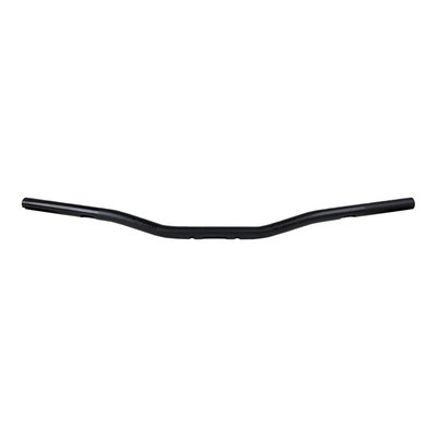 Lightweight high strength black anodized aluminum handlebar. Slotted for internal wiring and notched for H-D e-throttle (TBW / Throttle By Wire). Compatible with most models equipped with 1" OD riser clamping area and regular 1" OD grip area.
- High-strength seamless double-butted 2014-T6 aluminum alloy
- Shot-peened and black hard anodized for a durability finish
- Slotted for internal wiring
- Right side notched for e-throttle
- Riser clamp surface width 6.25" (159mm)
- Riser clamp area 1" OD
- Knurled grip area on left side for improved 'non-slip' grip traction
- Dimensions: Width=30" (76cm), Height=2.75" (7cm), Rise=1.25" (32mm), Pullback=1.75" (4.5cm).
Note: Not compatible with H-D heated grip systems.