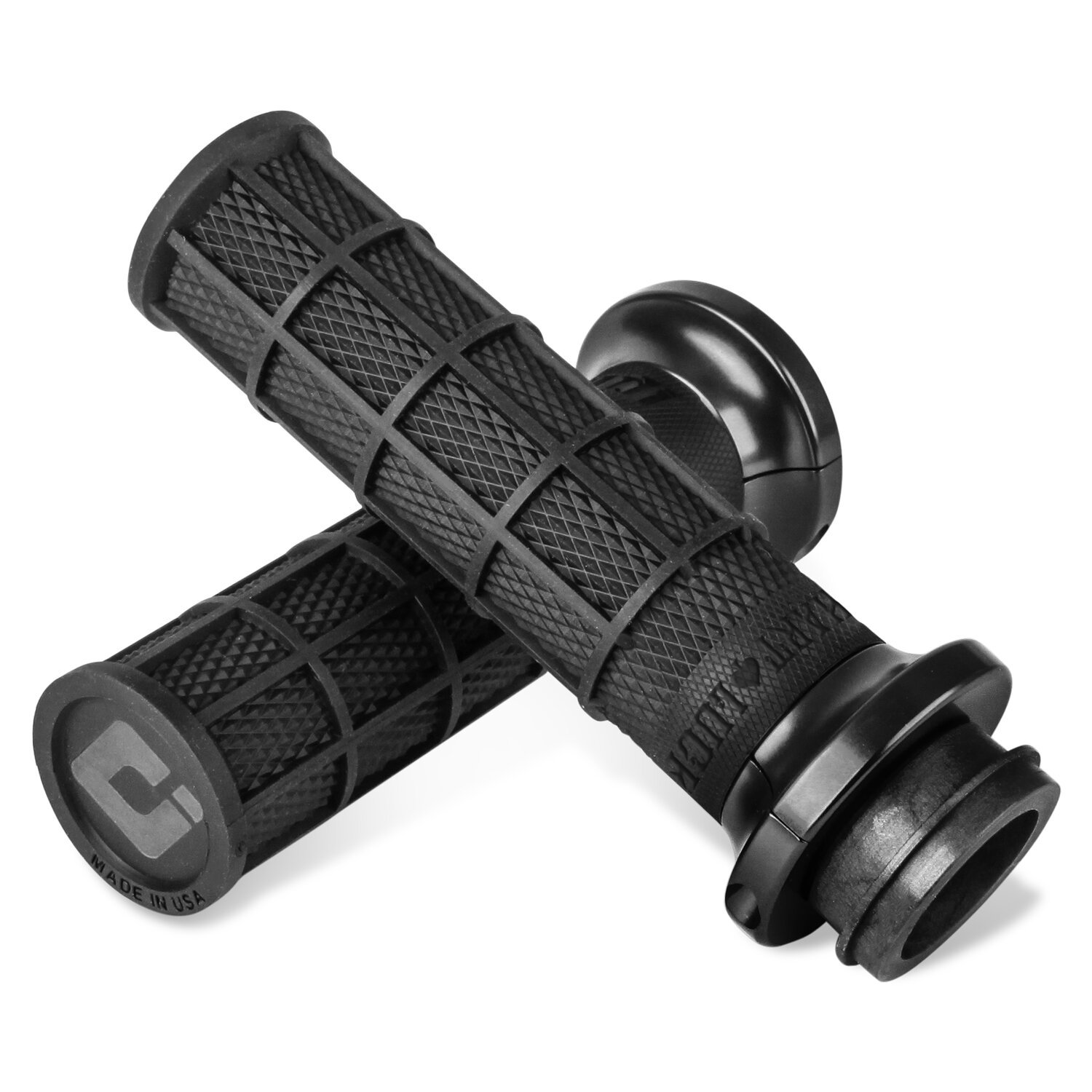 ODI, V-TWIN Lock-On HART-LUCK Full-Waffle cable grips, Black, Gloss