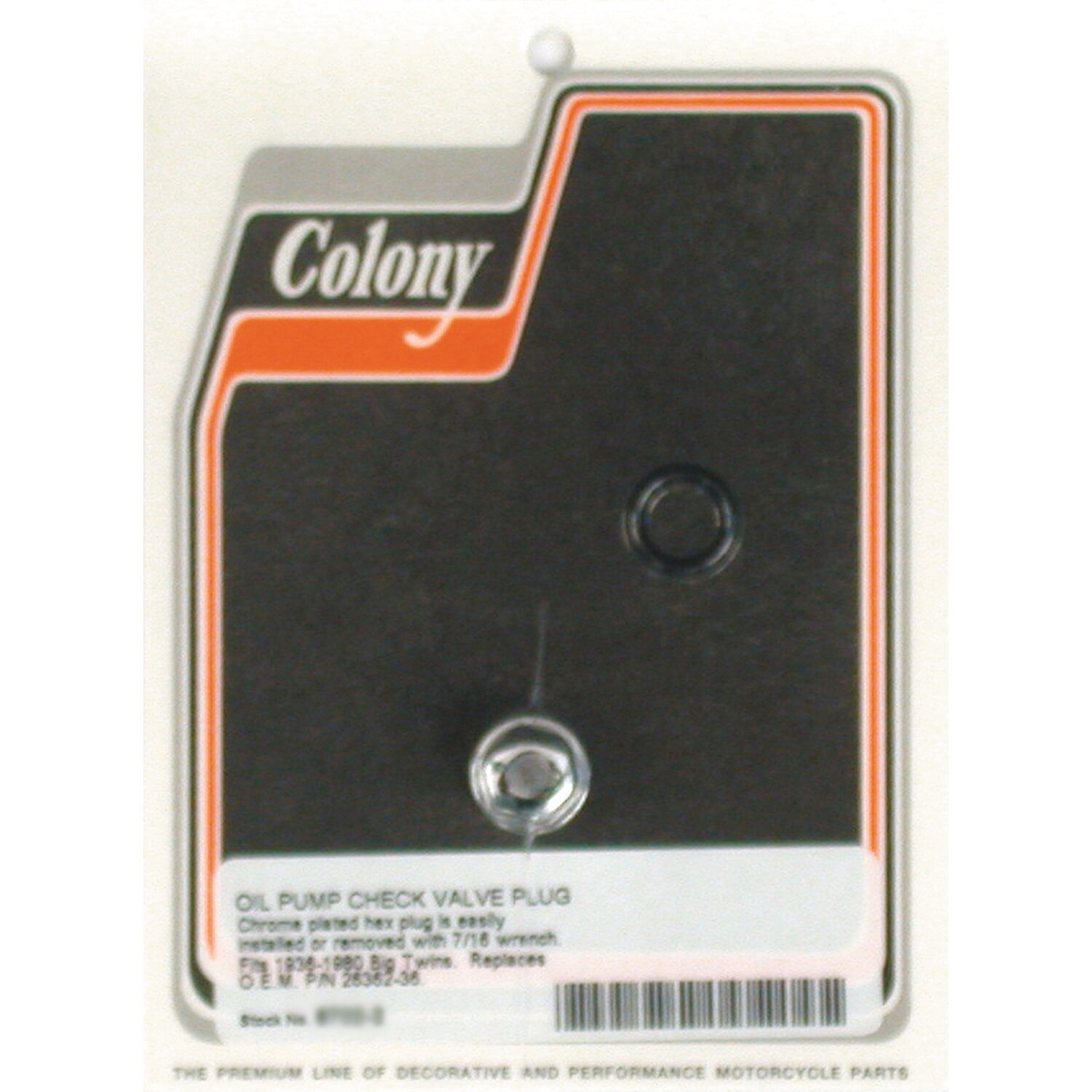 Colony plug hex, oil pump check valve, Chrome