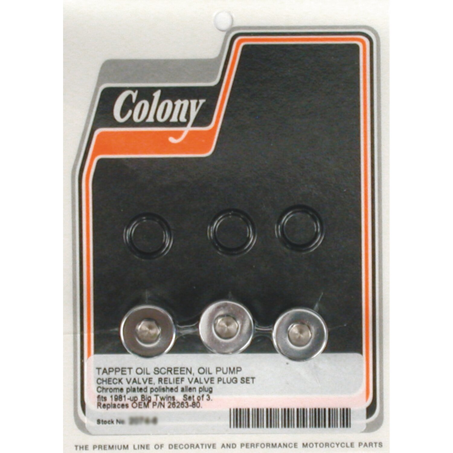 Colony oil pump & crankcase plug set, Chrome