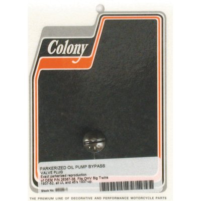 Black parkerized.
Bypass plug/bypass valve, OEM reproduction.
OEM replacement reference 26367-36, 707-36.