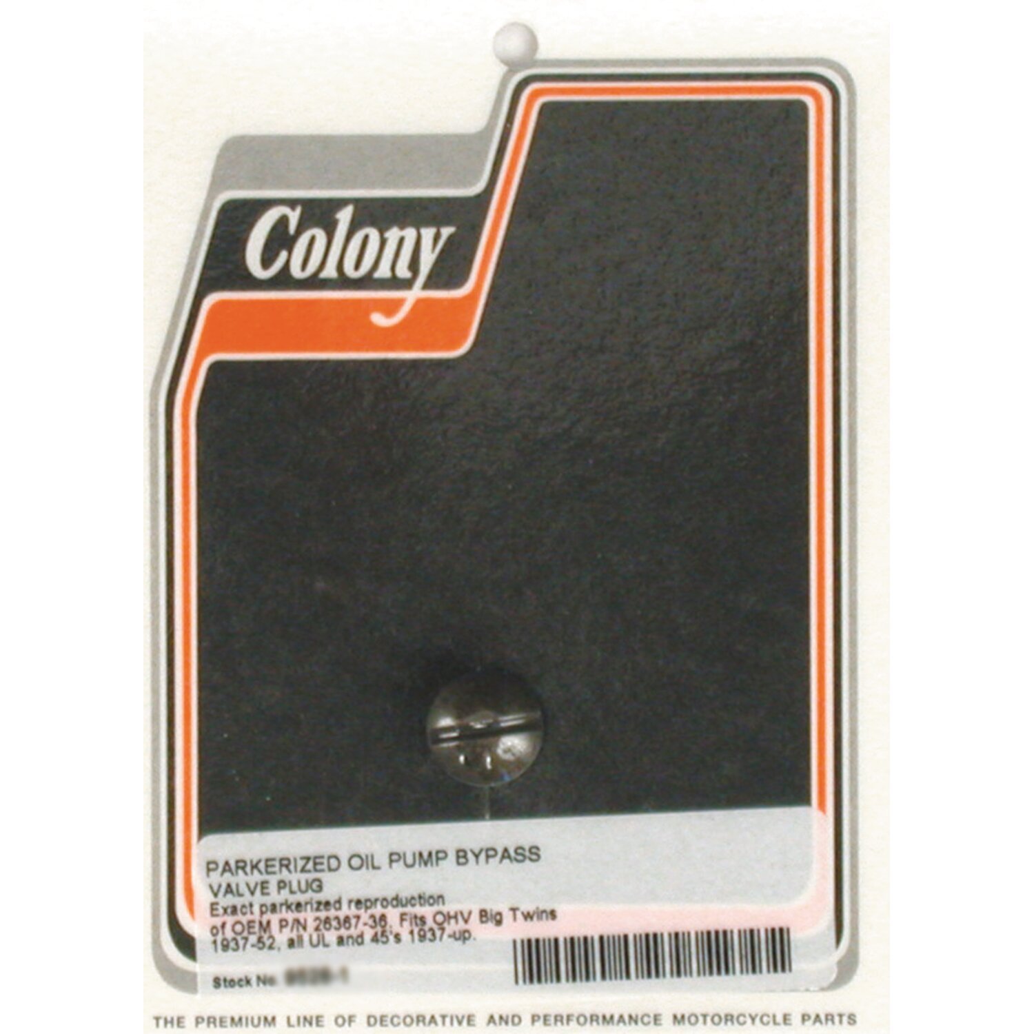 Colony bypass plug, oil pump, Black, Matte