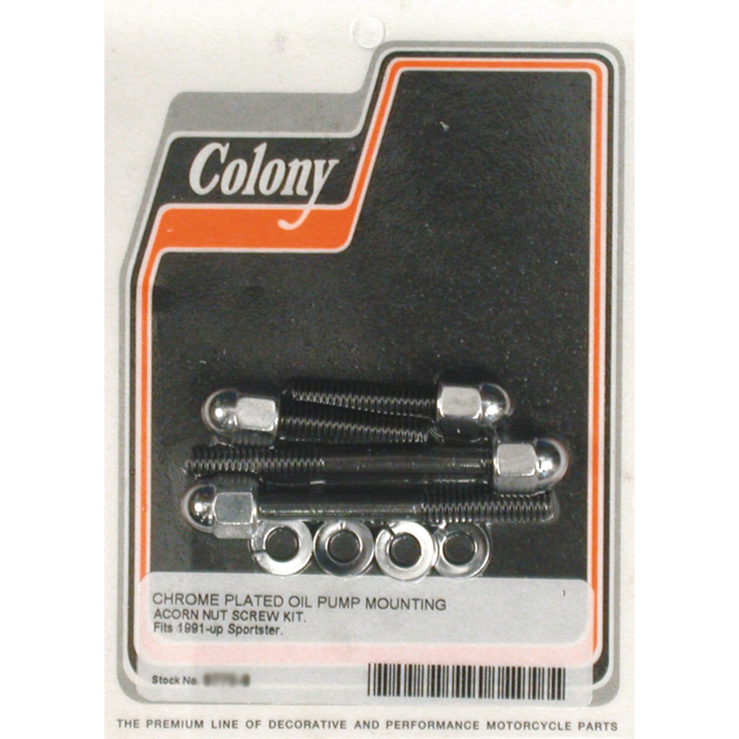 Colony, oil pump mount kit. Chrome acorn