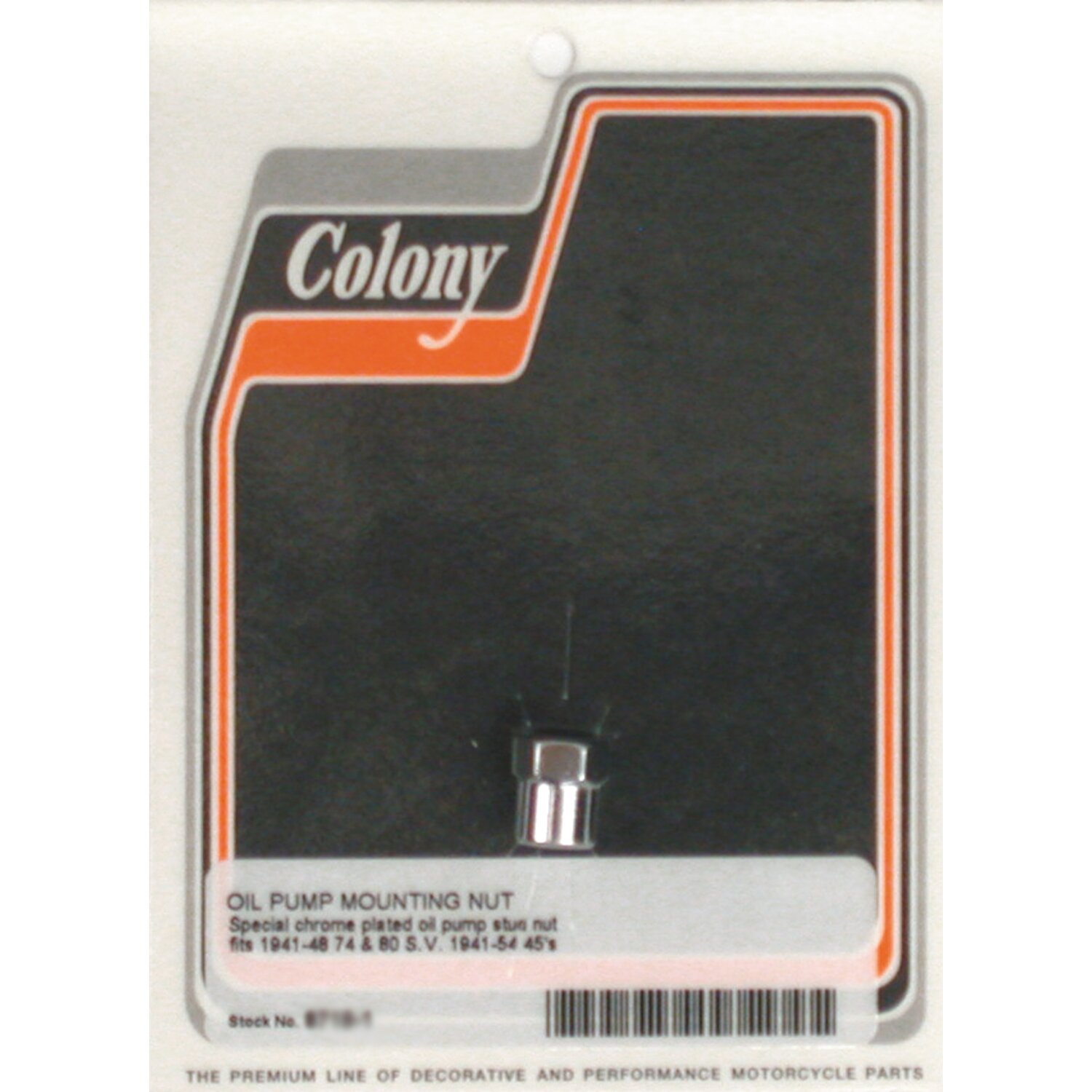 Colony oil pump nut, early style, Chrome