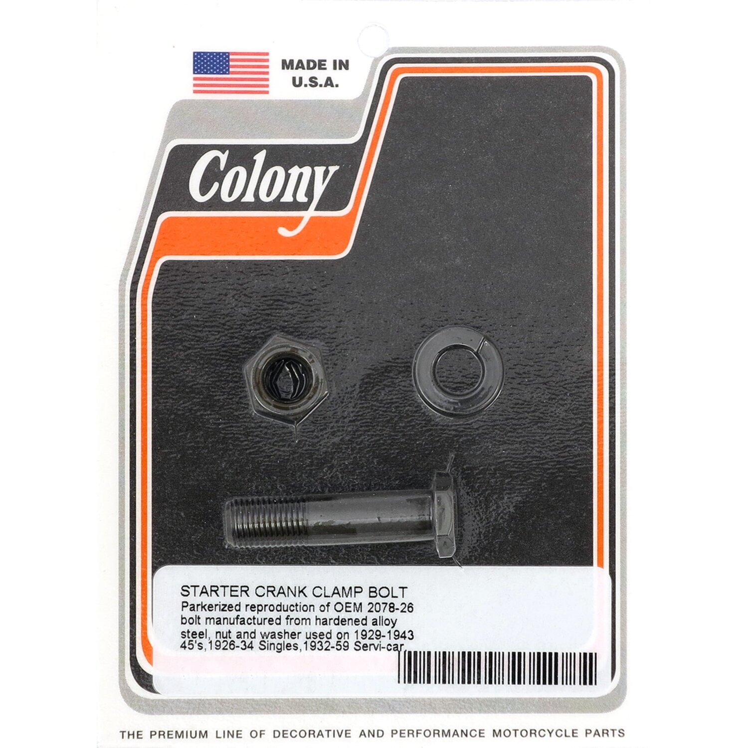 Colony kickstarter arm bolt kit, Black, Matte