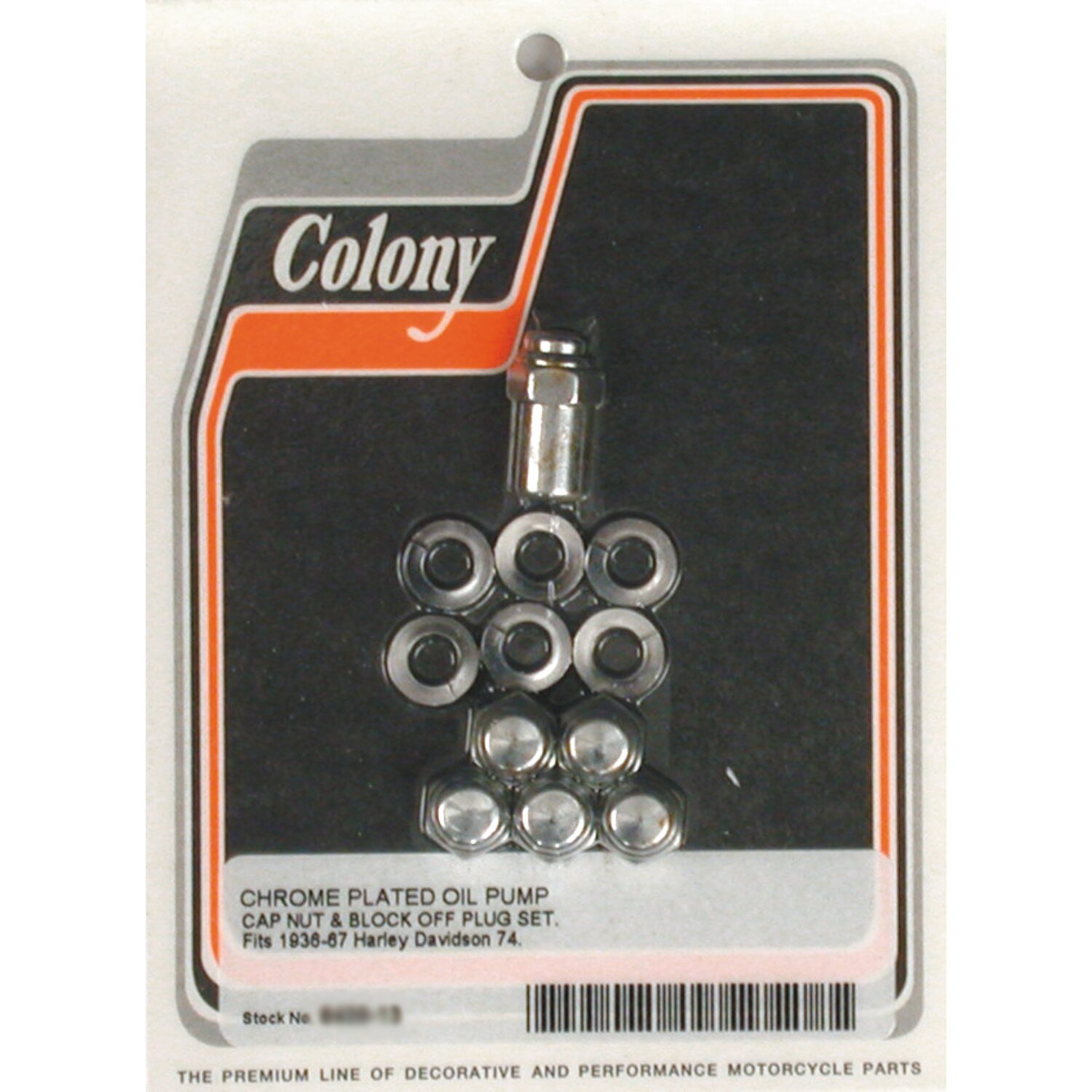 Colony oil pump mount nuts, cap style, White, Chrome
