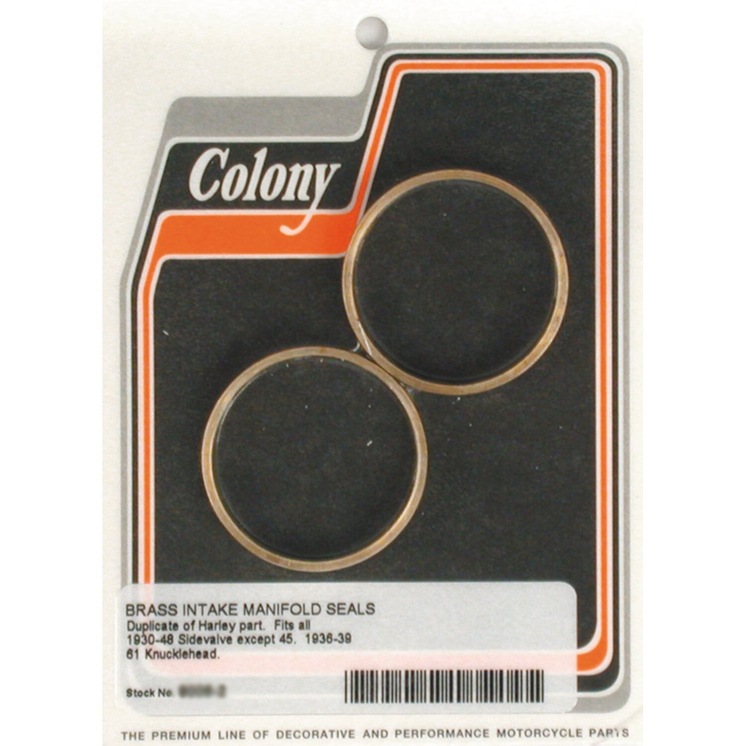 Colony, manifold intake seals. Plumber style, Brass