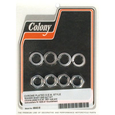 Chrome. Left side nut and lockwasher kit. Repl. 7831.