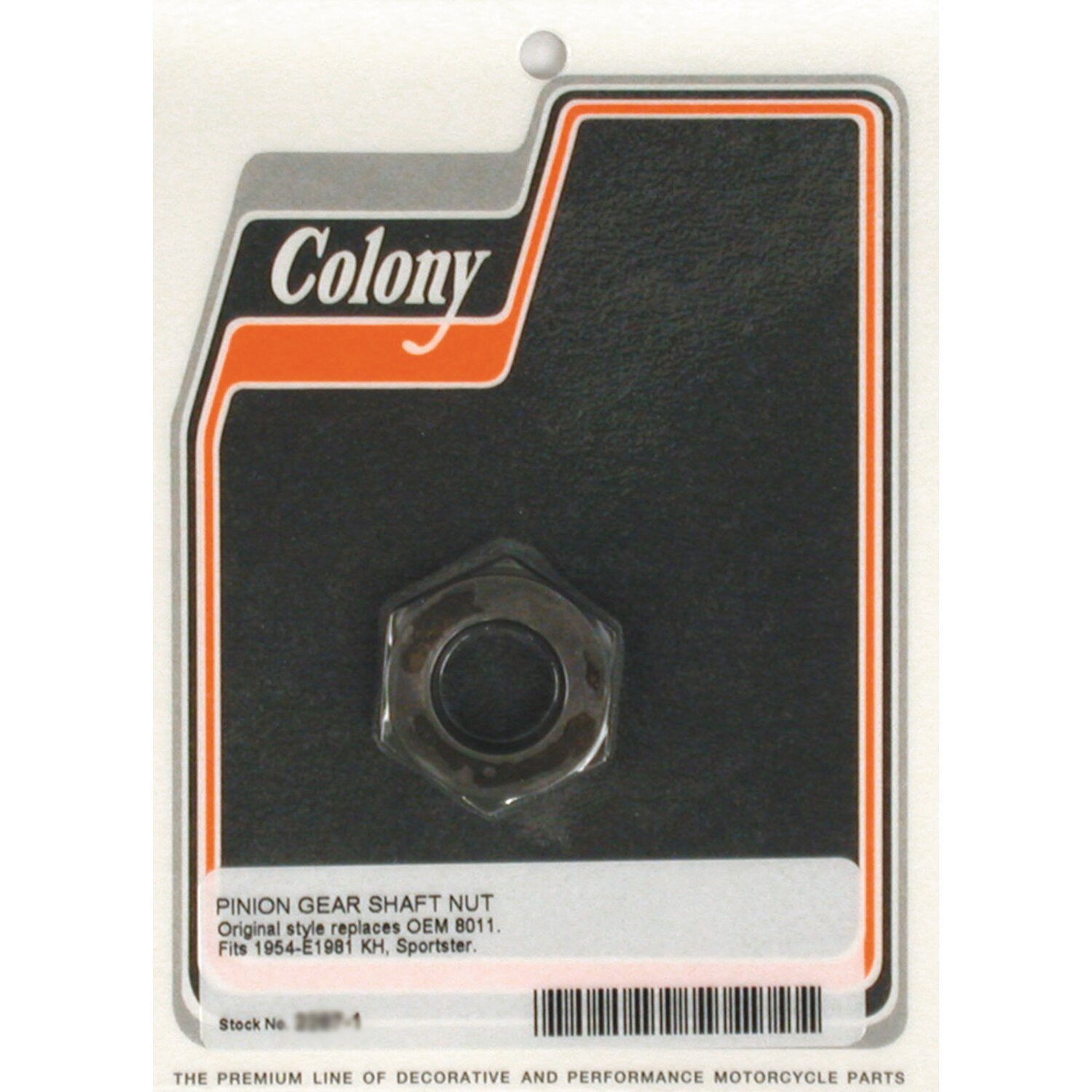 Colony, nut. Pinion and sprocket shaft