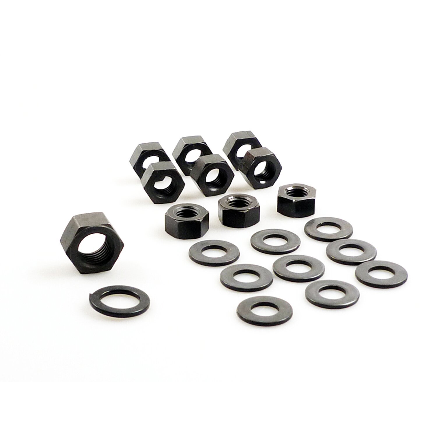 Colony, transmission side cover nut kit. Parkerized Hex, Black, Matte
