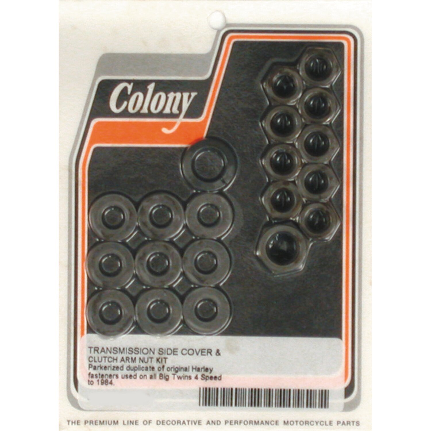 Colony, transmission side cover nut kit. Parkerized Hex