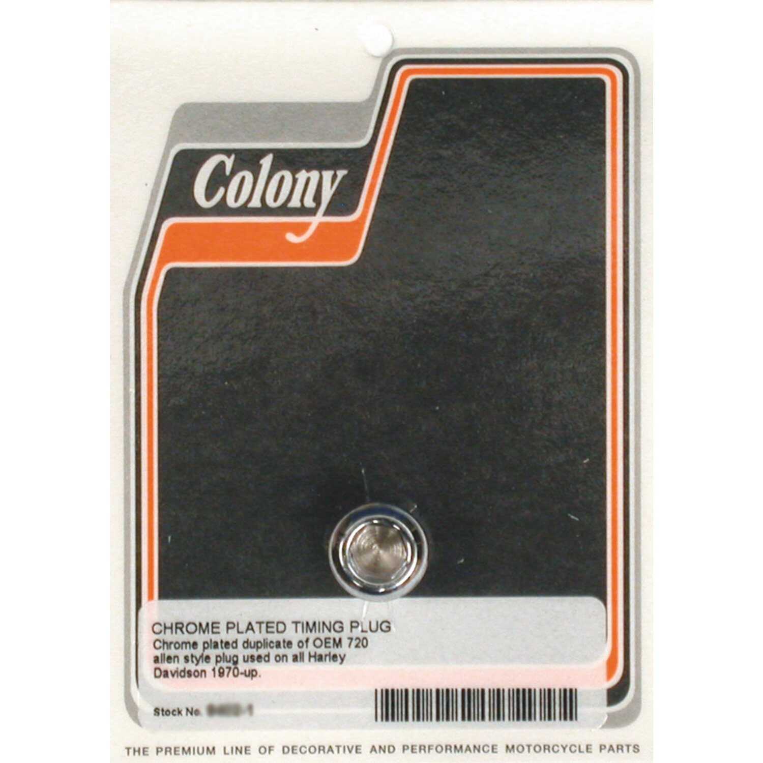 Colony, timing plug. OEM style allen, Chrome