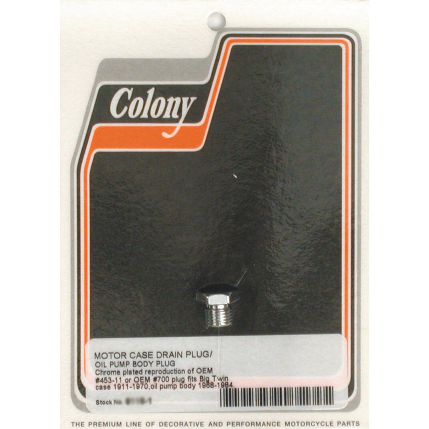 Colony, crankcase drain plug / oil pump plug, Chrome