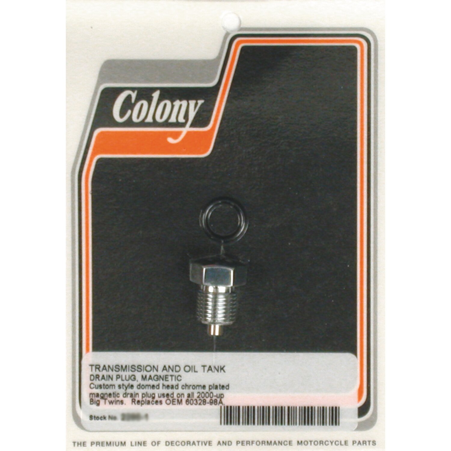 Colony, oil drain plug. Magnetic, Chrome