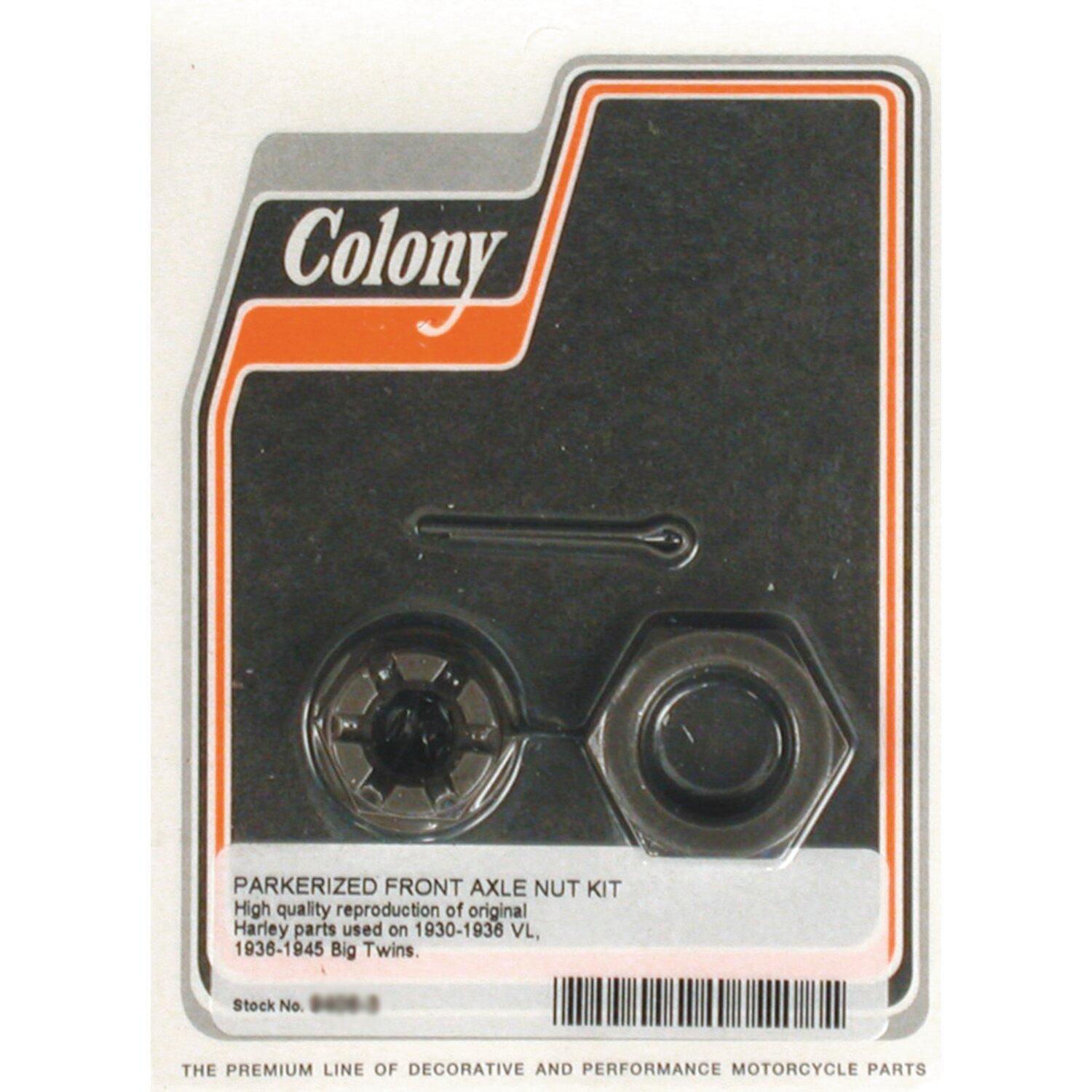 Colony axle nut kit. Front