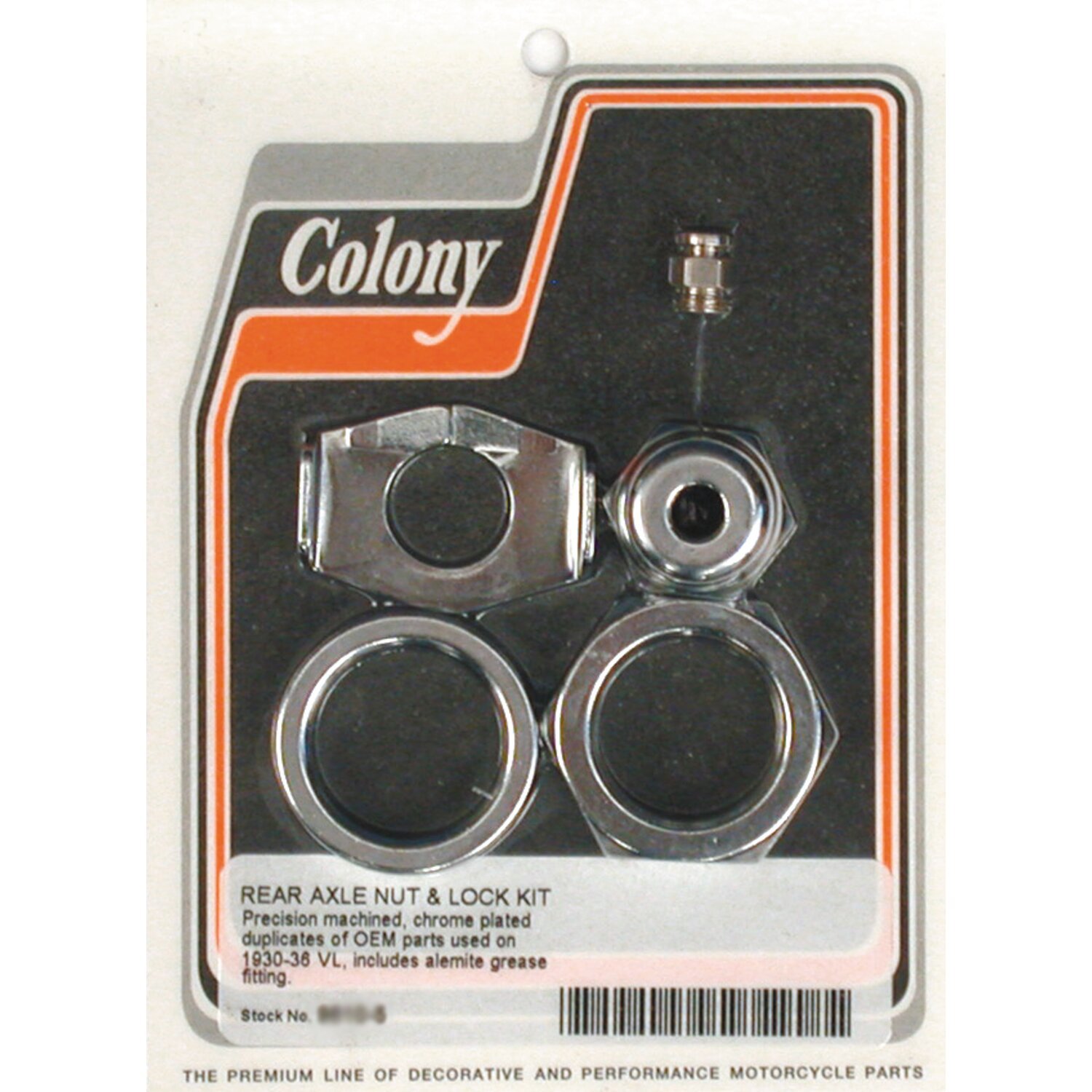 Colony rear axle nut & lock kit, Chrome