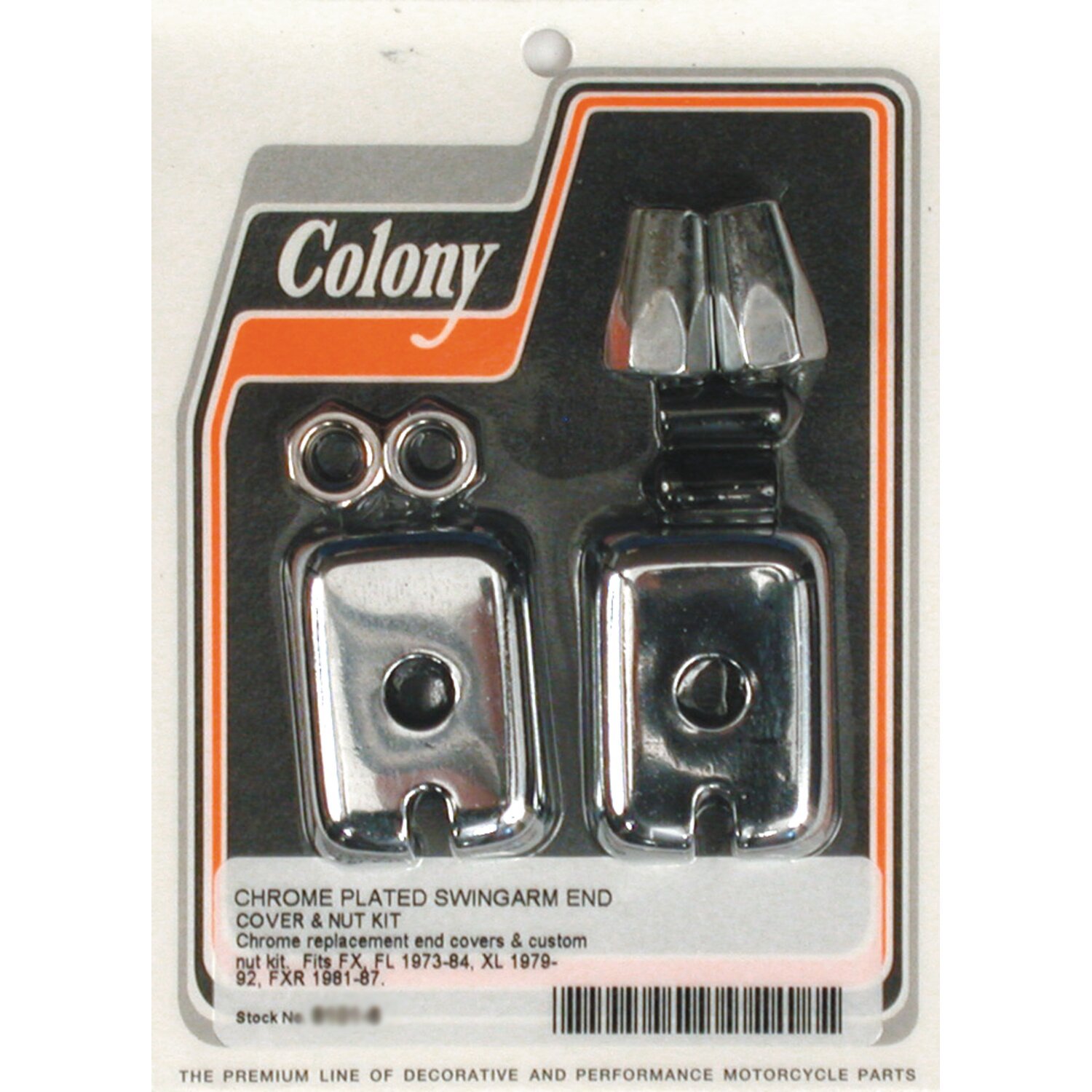 Colony swingarm end cap & nut kit, Chrome