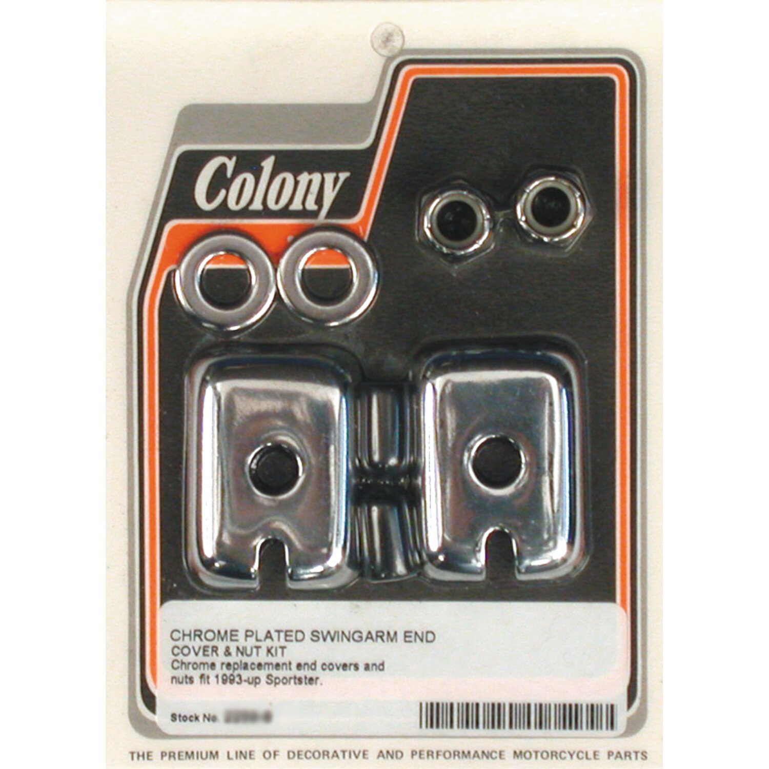 Colony swingarm end cap & nut kit, Chrome