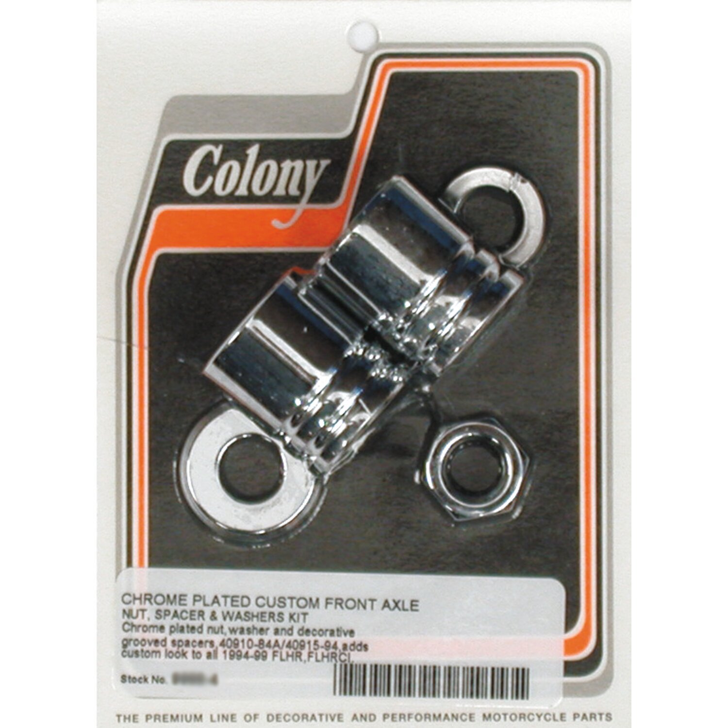 Colony axle spacer kit front, grooved, Chrome
