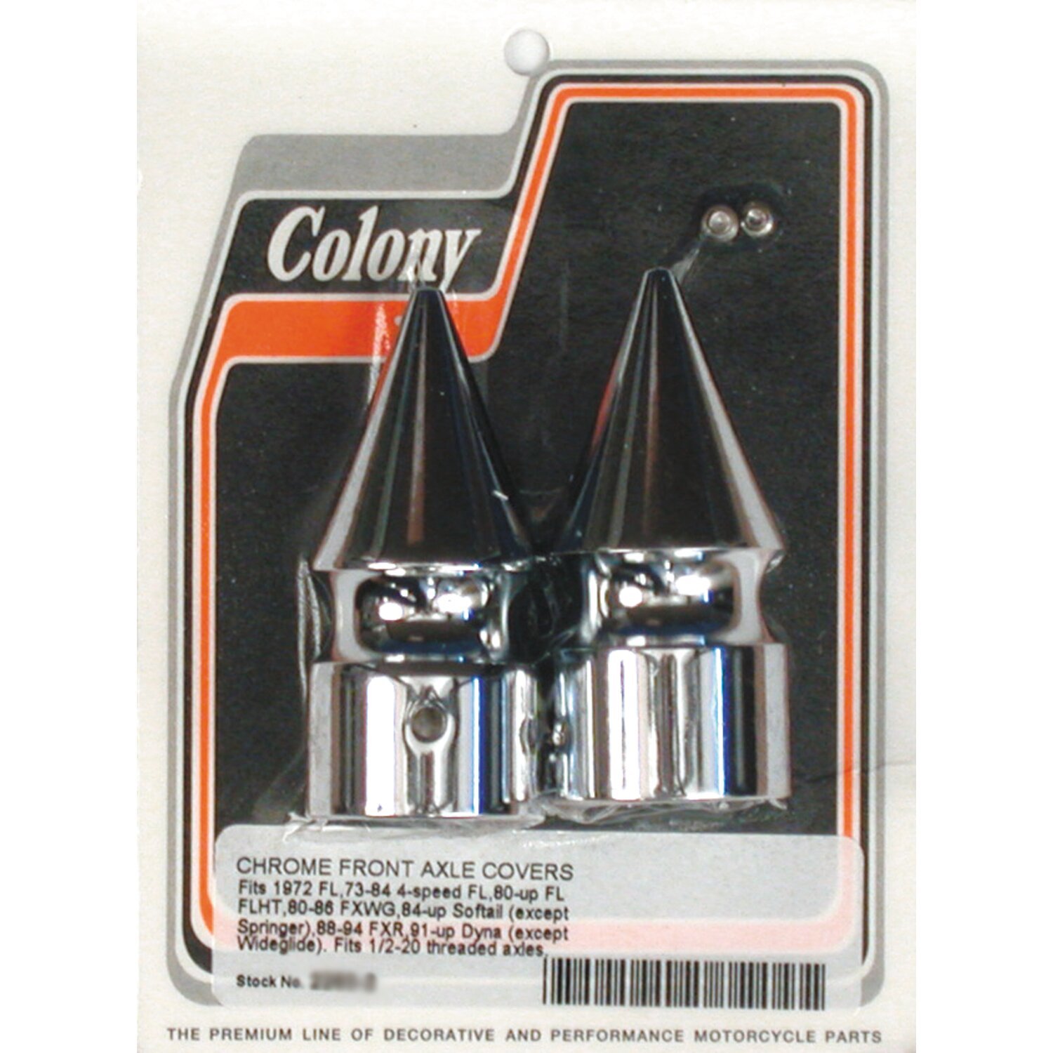 Colony front axle nut covers, Chrome