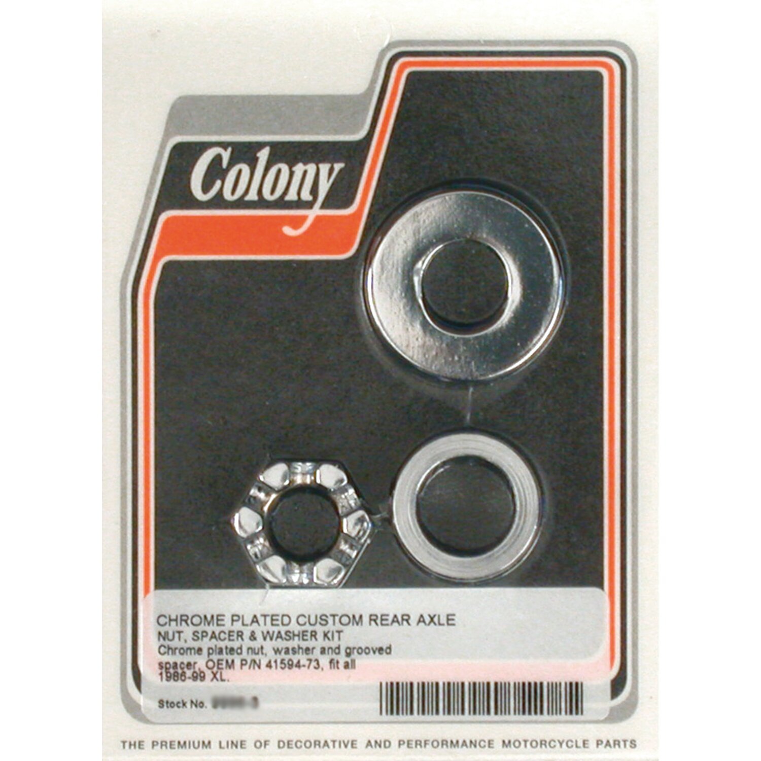 Colony axle spacer kit rear, grooved, Chrome
