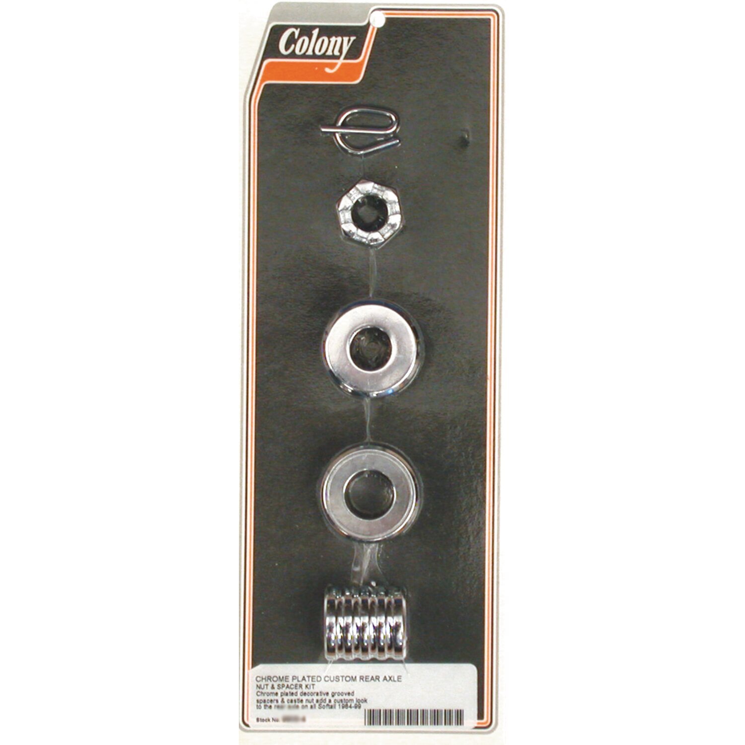 Colony axle spacer kit rear, grooved, Chrome