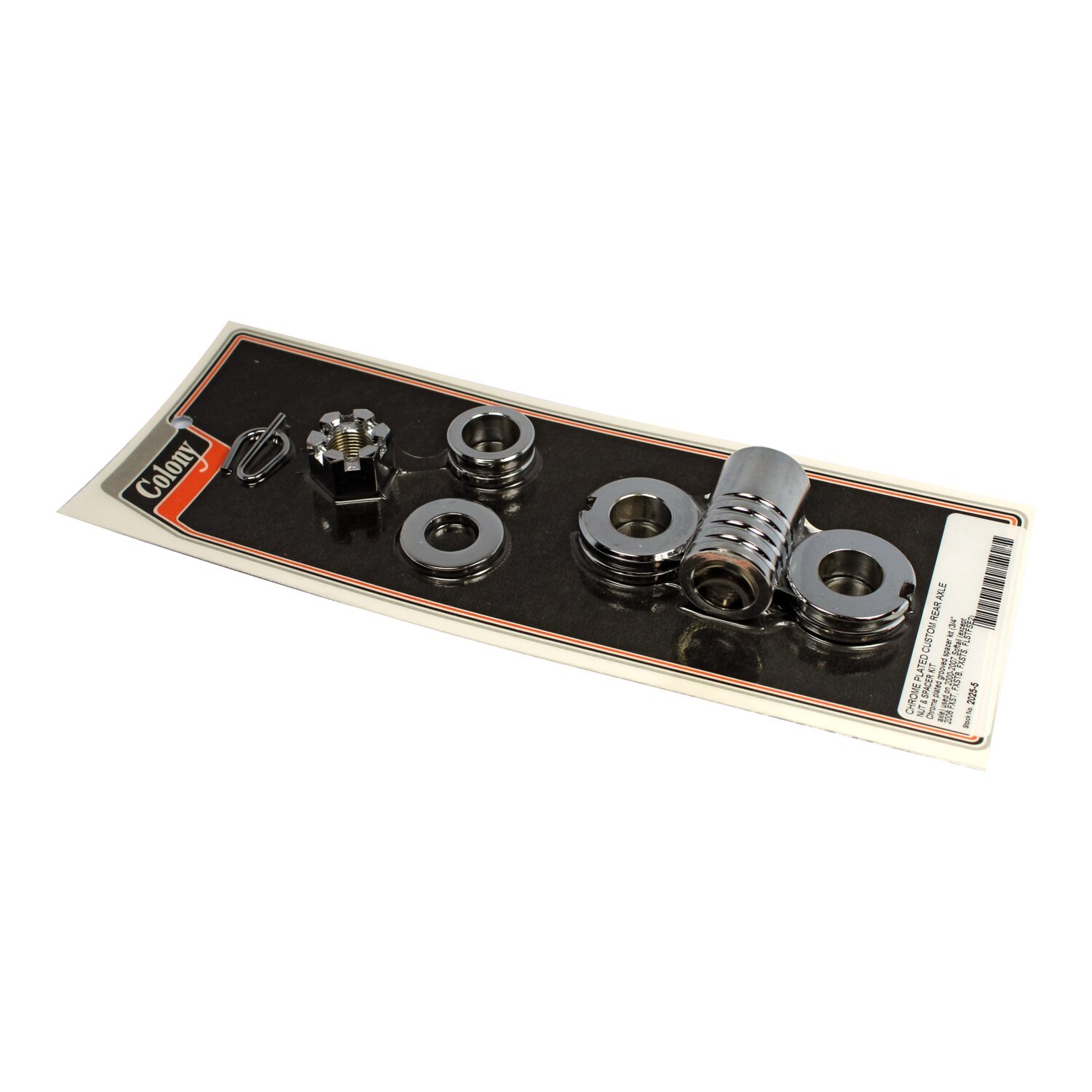 Colony axle spacer kit rear, grooved, Chrome