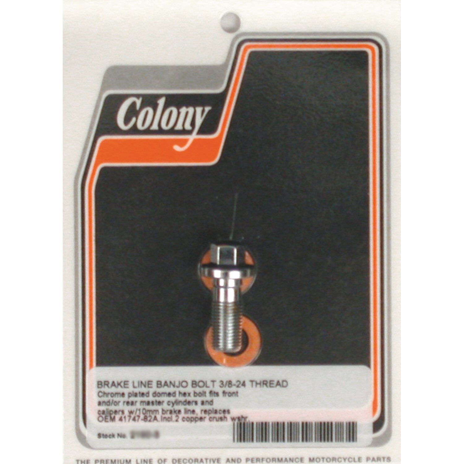Colony banjo bolts, 3/8-24