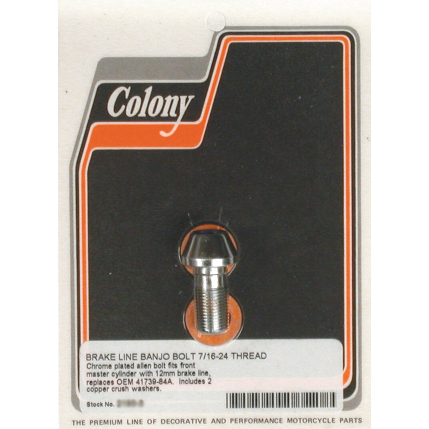 Colony banjo bolts, 7/16-24