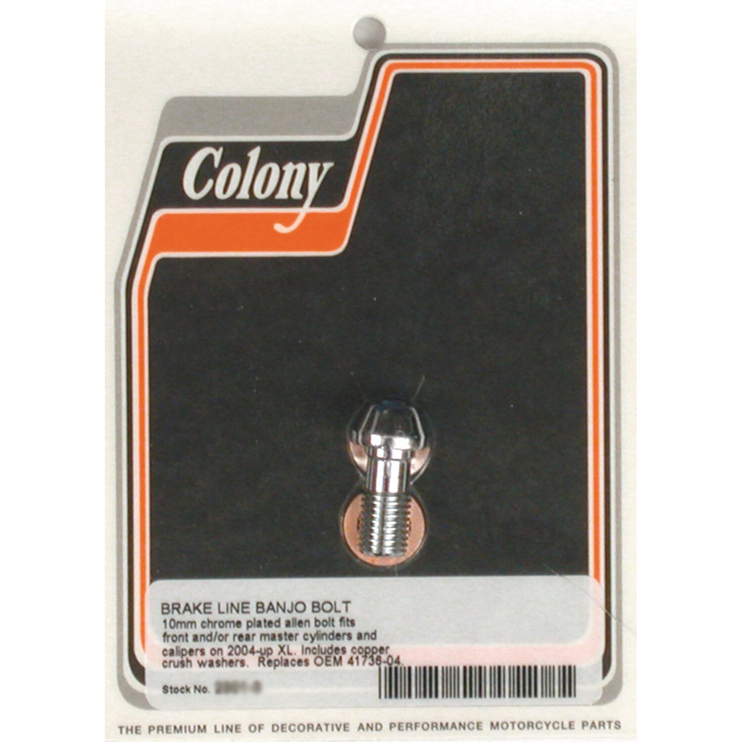 Colony banjo bolts, 10mmx 1.25, Chrome