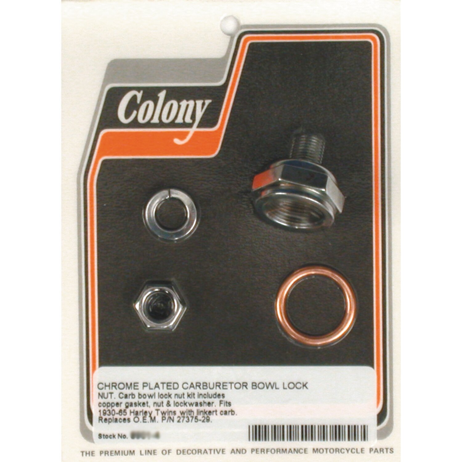 Colony linkert carb bowl lock nut kit, Silver, Chrome