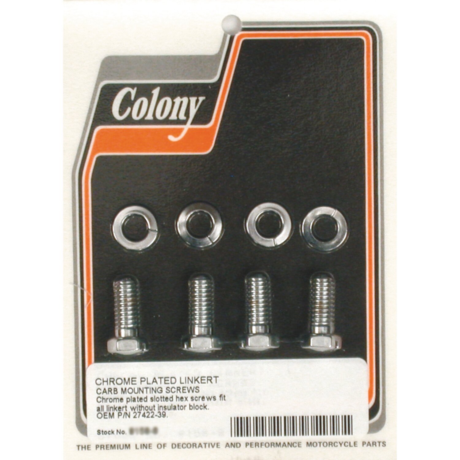 Colony, mount bolt Linkert carburetor. Standard length, Chrome