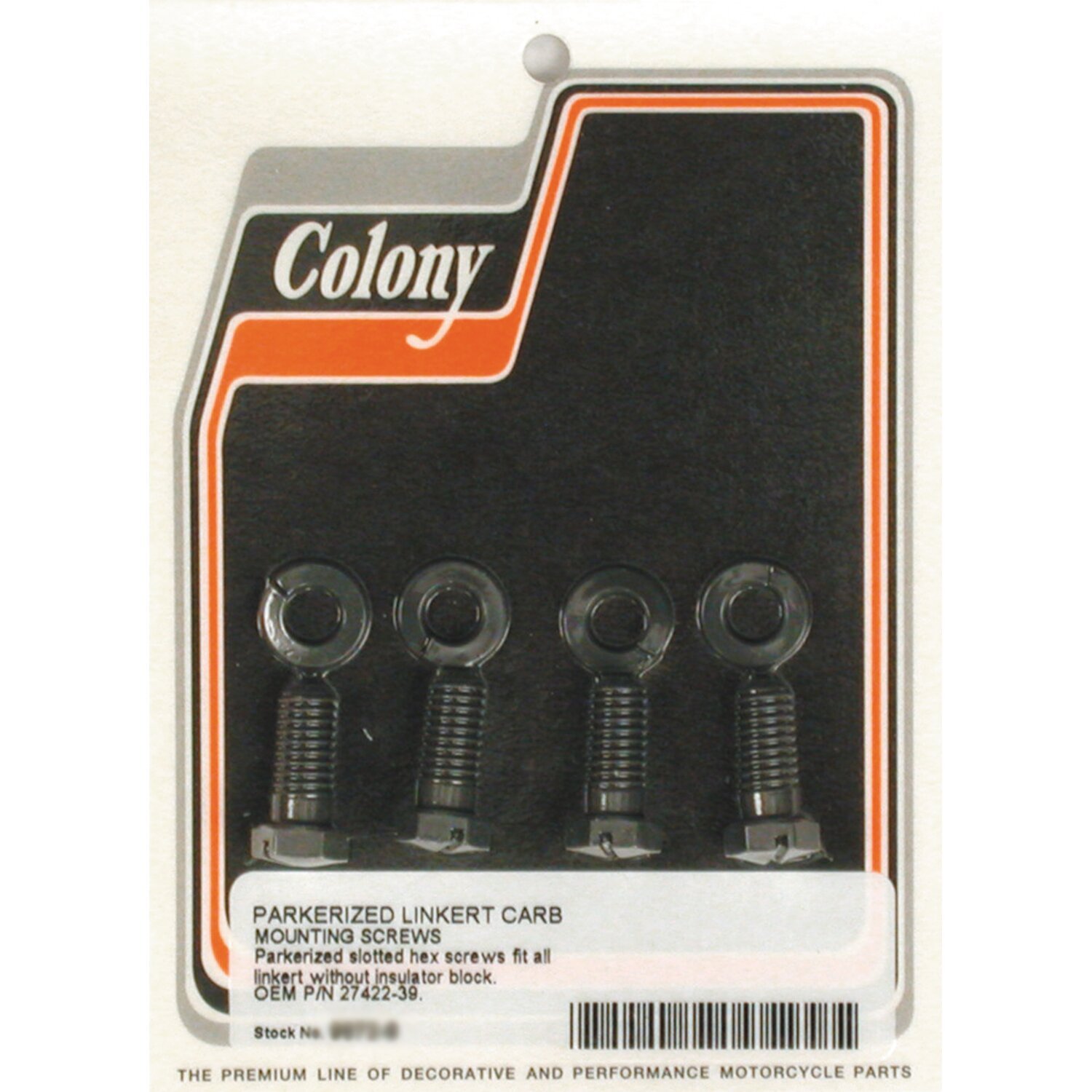 Colony, mount bolt Linkert carburetor. Standard length, Black, Matte