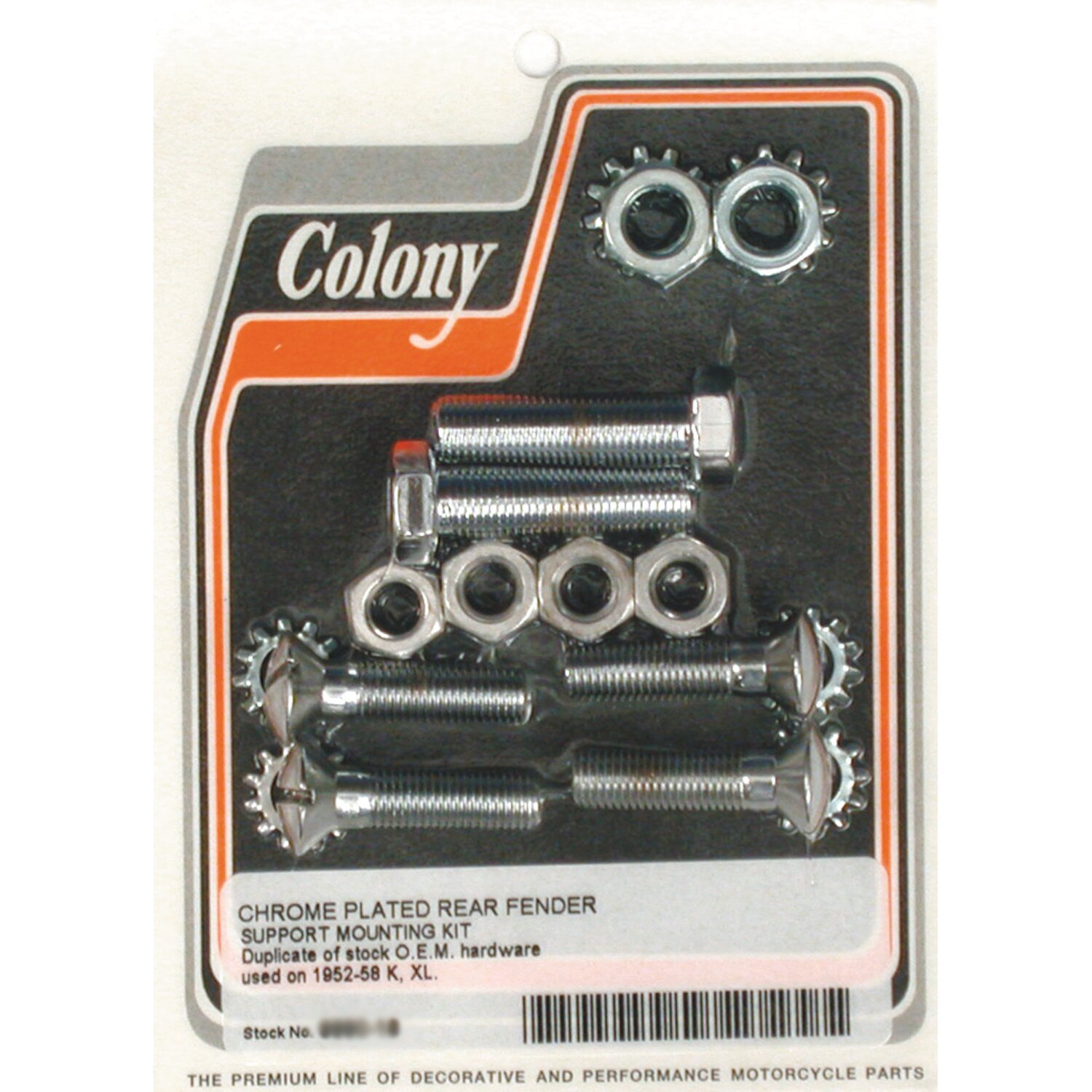 Colony, rear fender mount kit, Chrome
