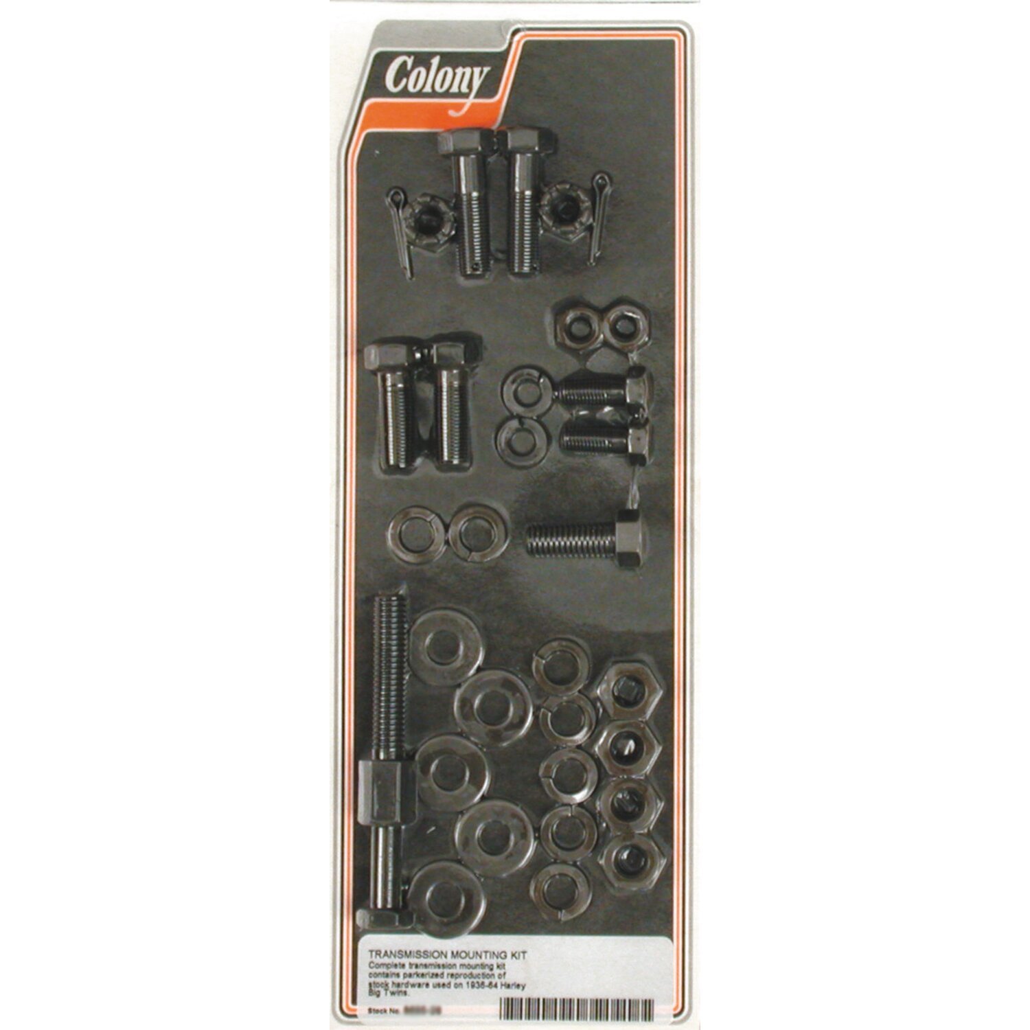 Colony, transmission mount kit. Black parkerized, Matte