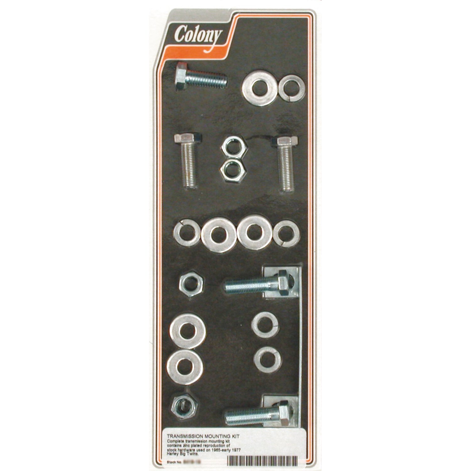 Colony, transmission mount kit. Zinc, Unpainted