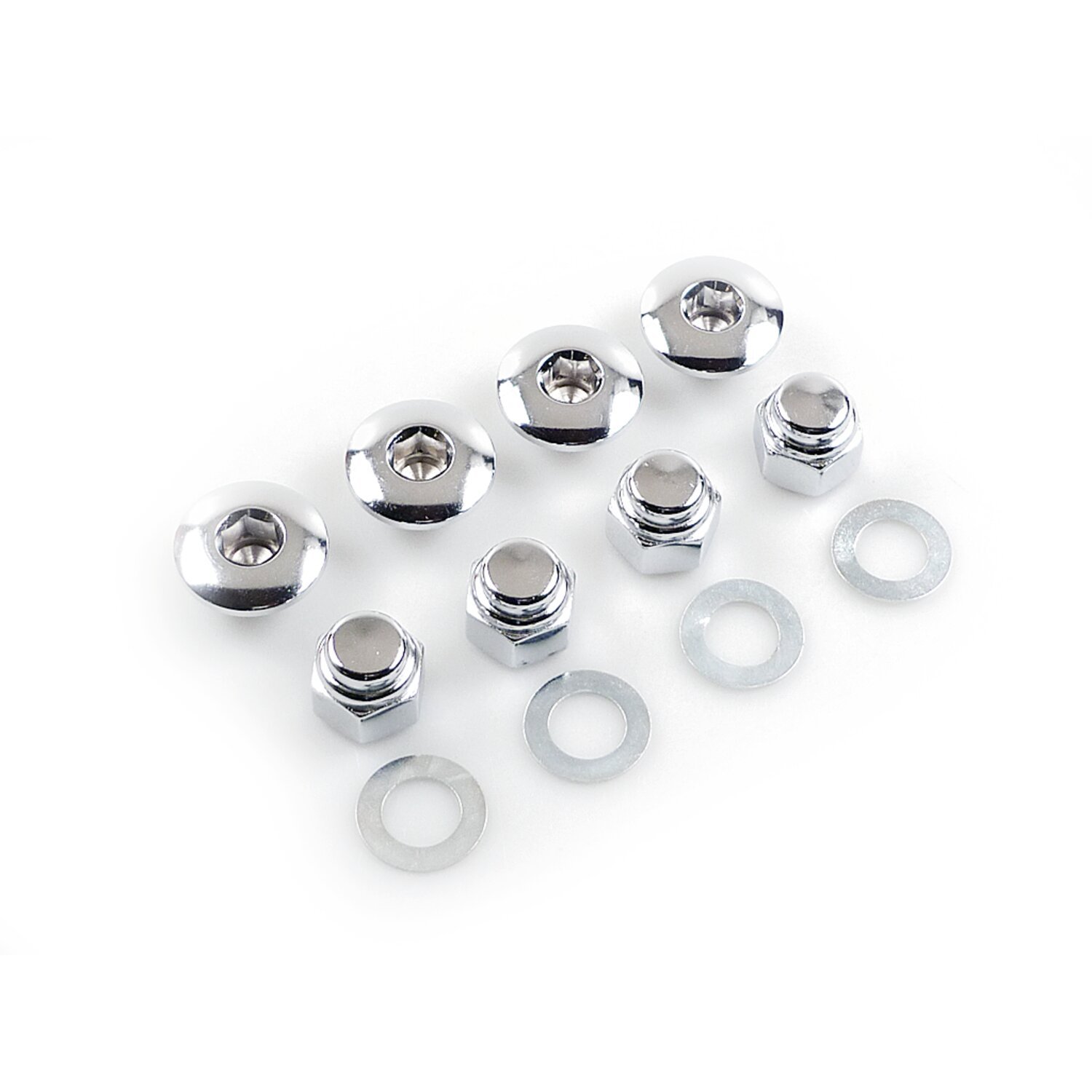 Colony, rocker shaft plug & nut kit. Buttonhead, Chrome
