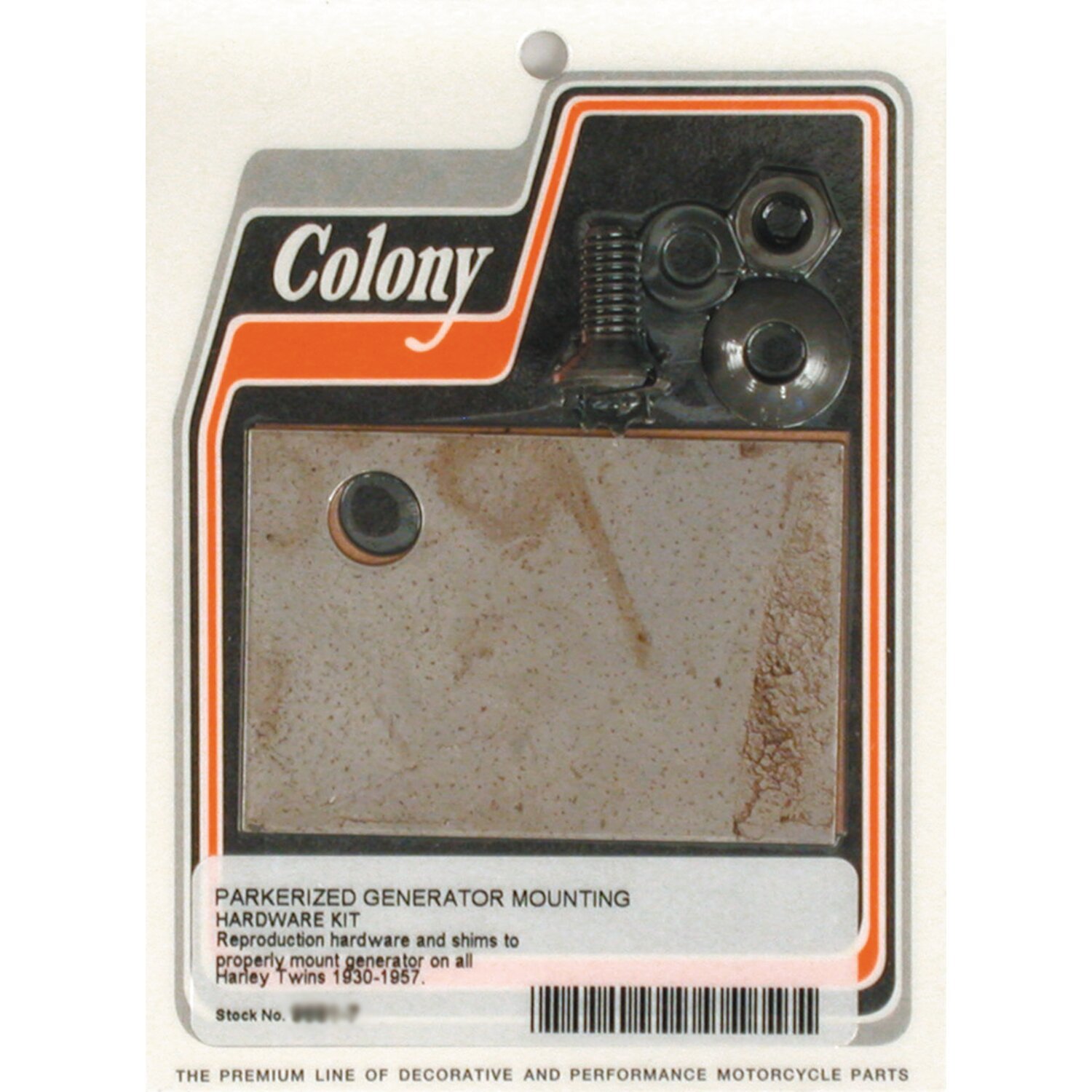 Colony, generator mount kit. Parkerized, Black, Raw