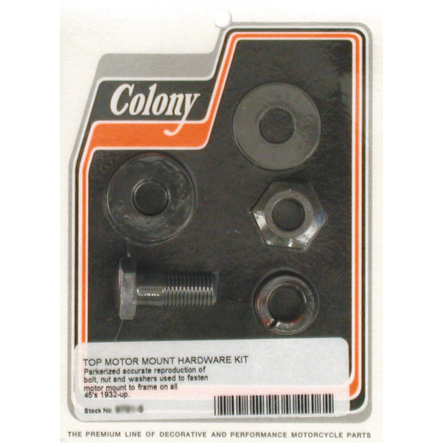 Colony upper motor mount kit, Black, Matte