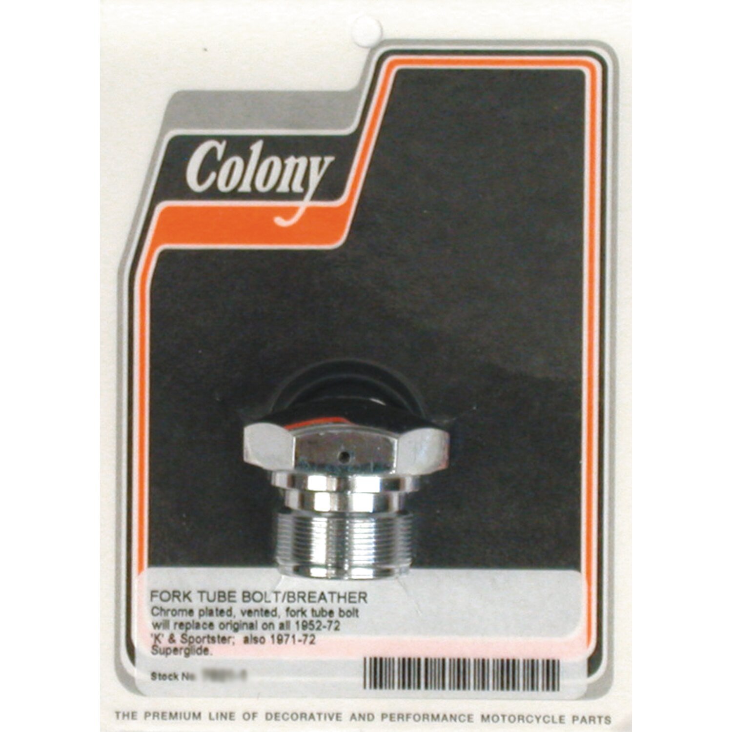 Colony, 35mm fork tube cap bolt, Chrome