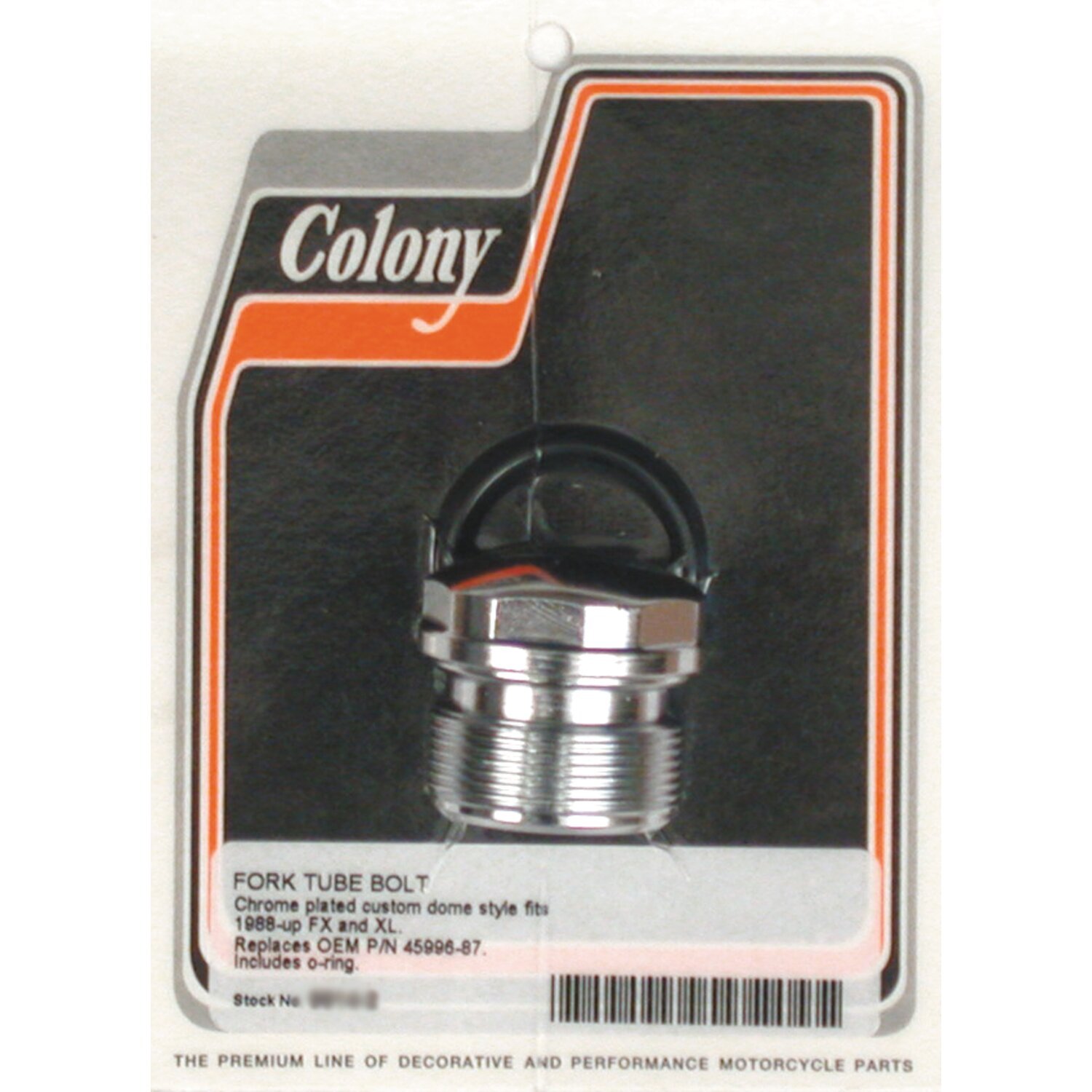 Colony, 39mm fork tube plug. Custom Domed, Chrome