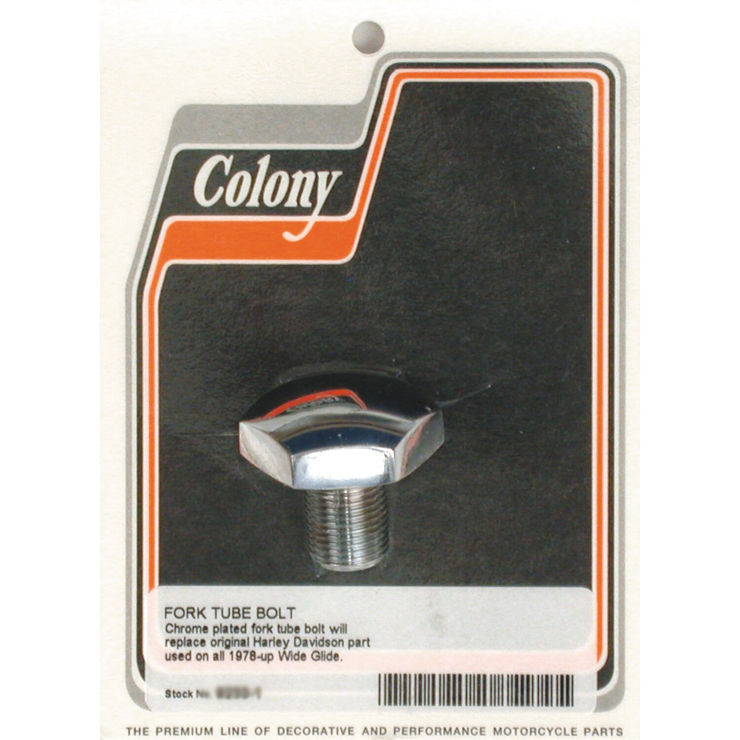 Colony, 41mm fork tube cap bolt. Domed, Chrome