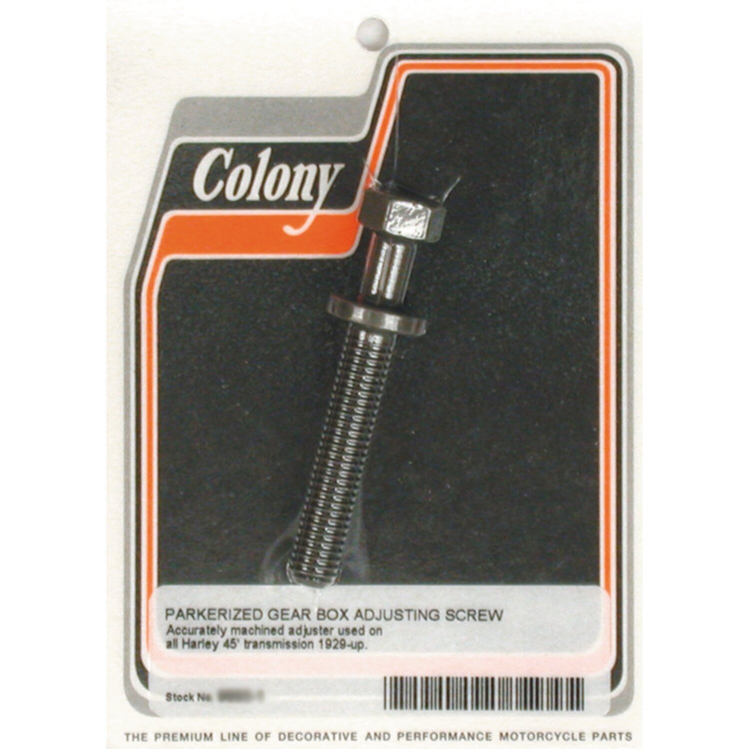 Colony, transmission adjuster bolt. Black parkerized, Matte