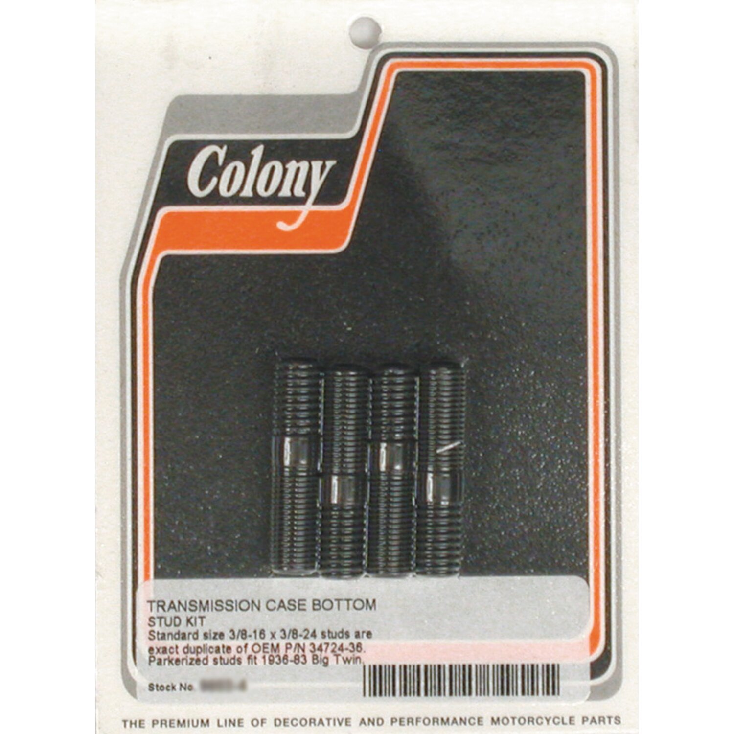 Colony, transmission to mount plate studs, Black, Matte