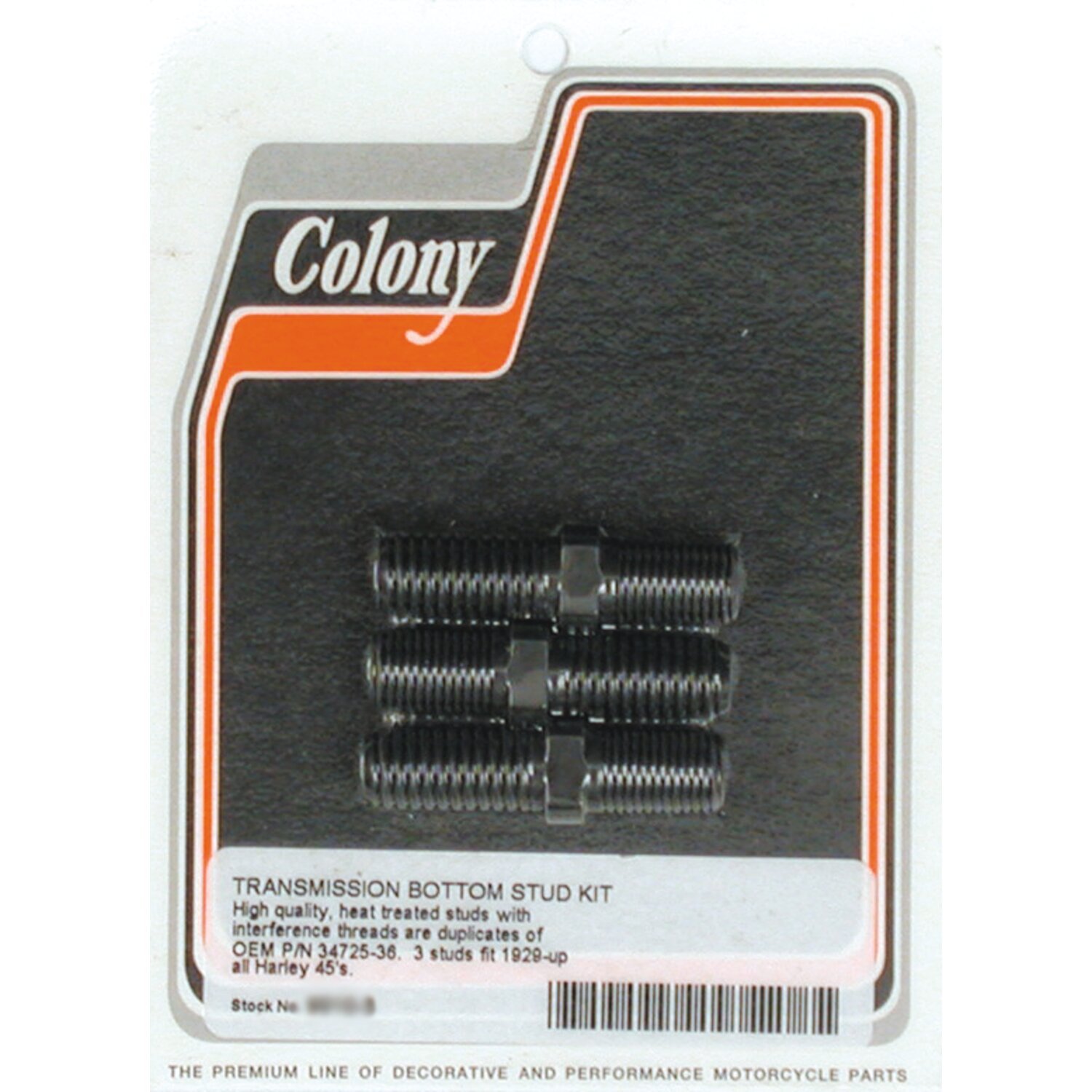 Colony, transmission to mount plate stud kit, Black, Raw
