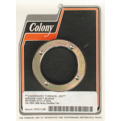 -.002" undersized threads. OEM style crew type bearing retainer nut. With seal. OEM replacement reference for standard size 24031-55. 
Note: See 989723 for Colony screw-in oil seal installation tool (for Colony seals only).
