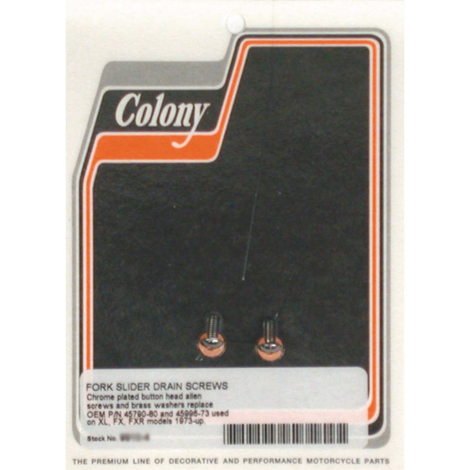 Colony, fork slider drain screws. Chrome Button Head