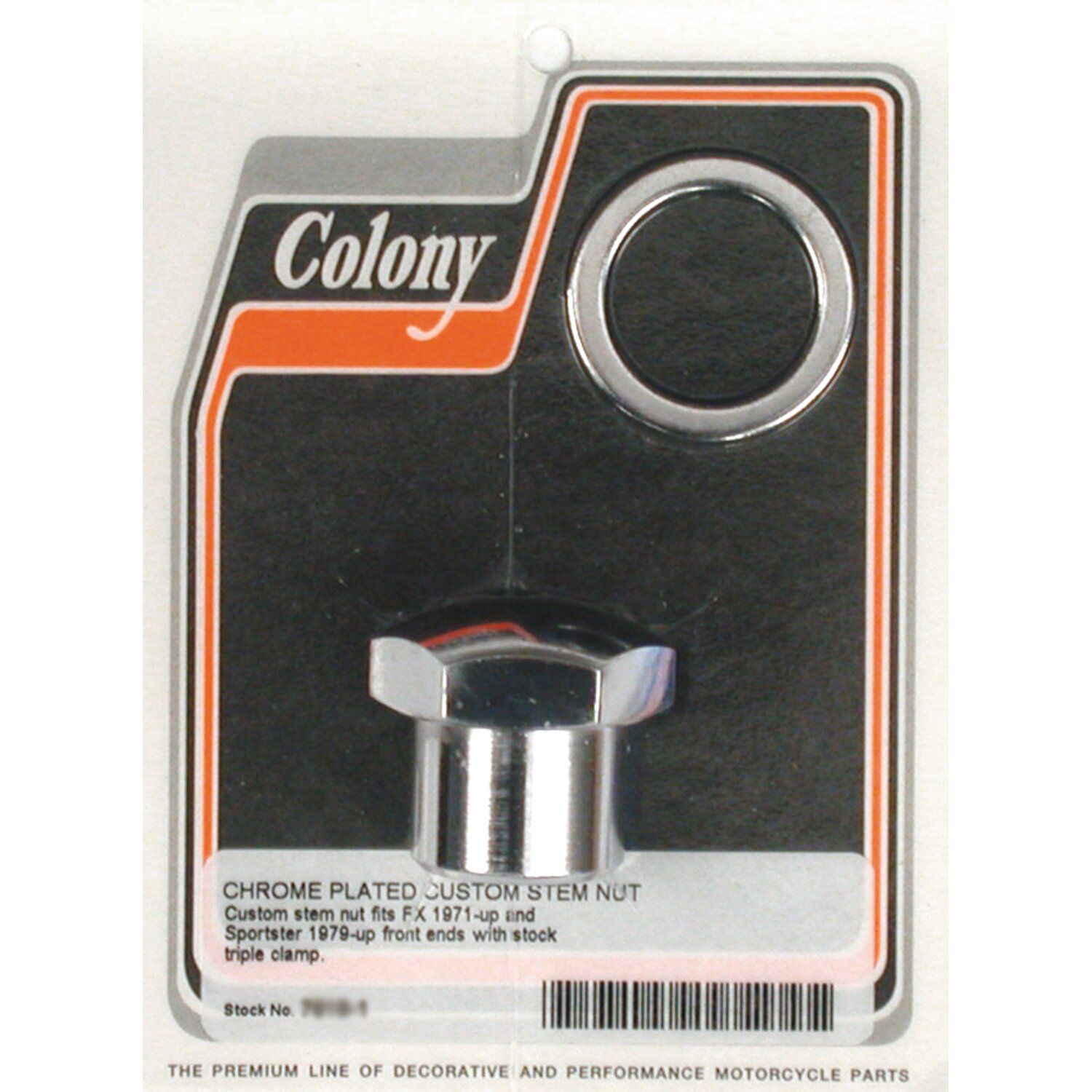 Fork stem nut & washer kit. Domed, Chrome